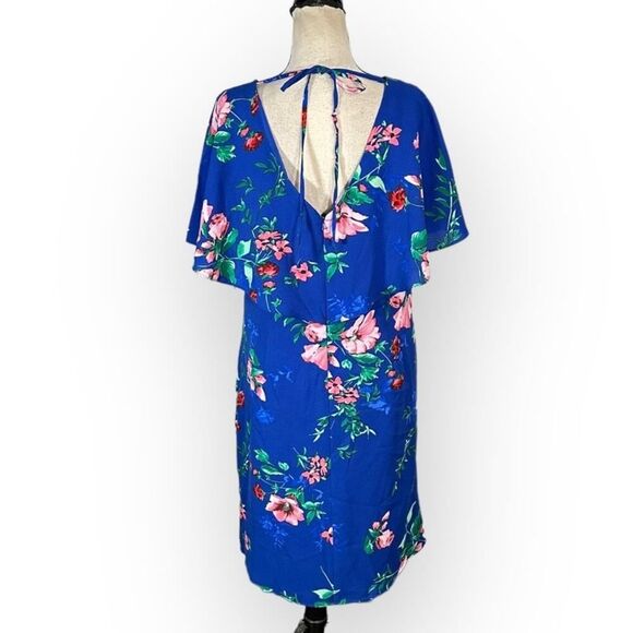 kensie Shift Dress Women's Plus 14 Blue Floral Short Sleeve Wrap Style NWT - Picture 5 of 11
